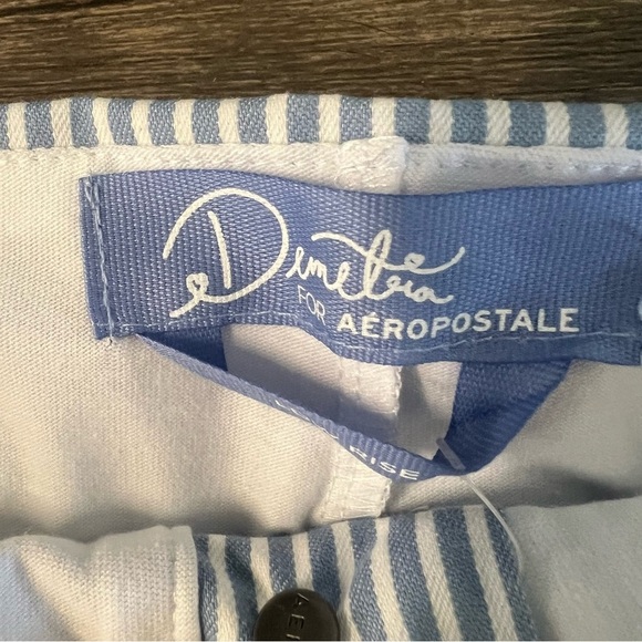 NWT Demetra Aeropostale Blue White Striped Low-Rise Denim Mini Pocket Skirt L - Picture 7 of 12